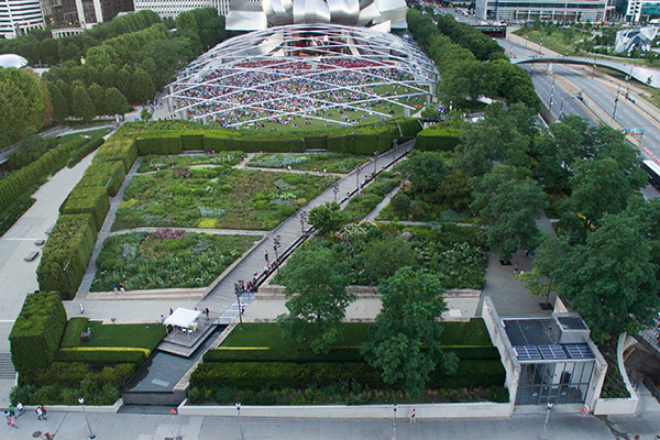 View of Lurie Garden from AIC - Lurie Garden - Photo by Devon Loerop, Sky High Photography - Summer 2016